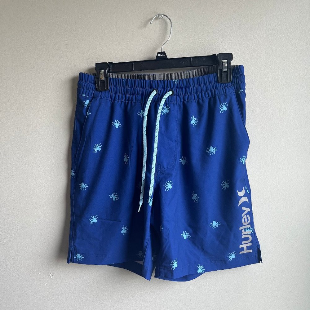 Men's Hurley Swim Shorts Blue Octopus Print - Size Small (NEW)